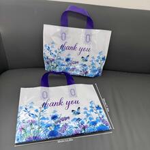 50pcs Blue Purple Floral ThankYou Butterfly Gift Bags, Reinforced Durable Shopping Gift Bags, Small Gift Distribution Bags, Suitable For Shopping, Wedding, Birthday, Holiday, Halloween, Christmas - Multiple Styles - View 6