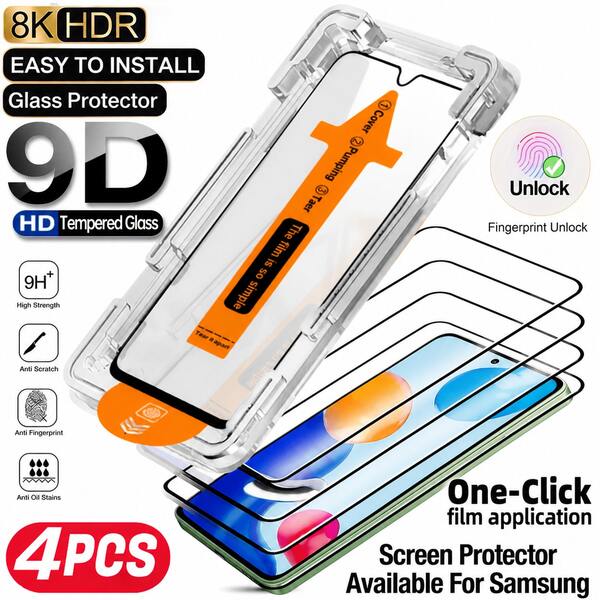 CASECOPS 4Pcs/Set High-Definition Tempered Glass Screen Protector, Shatterproof, Scratch-Resistant, Anti-Fingerprint, Compatible With Samsung Galaxy S26 Ultra/S26+/S26/S25 Ultra/S25+/S25/S24 Ultra/24 Plus/24/23/22/21 Series, 9H Hardness, Auto-Alignment Installation Tool, Easy Installation Phone Screen Protector