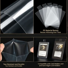 100PCS ReSealable Card Holder Sleeves For Top Loader/Magnetic Card Holder PSA Protector/Clear Plastic Waterproof Sleeves Pull Tab Card Sleeves Card Holder Extractors, Allowing For Easy Card Removal Without Causing Any Damage, Game Inner Sleeves - Multicolor - View 11