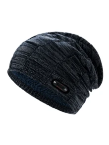 1pc Unisex Autumn/Winter Thermal Lined Knitted Beanie Hat With Ear Flaps, Windproof Warm Versatile Knitted Cap For Daily Outdoor Wear - Multicolor - View 11