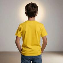 Camiseta Infantil e Juvenil Estampado Jesus e leão 100% Algodão Premium Criança Personalizada Unissex Blusa - Amarelo - Visão 4