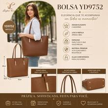 Classic Work Tote Bag Stylish Large Capacity PU Leather With Multiple Compartments - Coffee - View 2