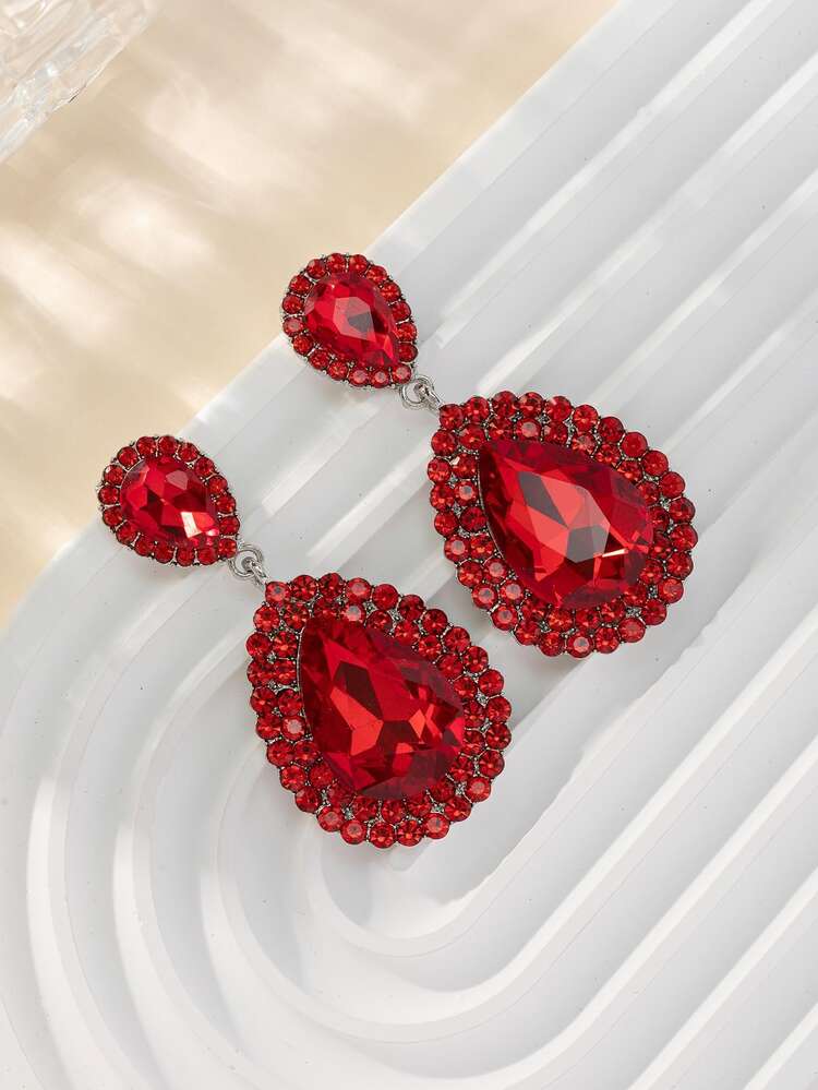 1 Pair New Fashion Exaggerated Heavy-Duty Water Drop Design Minimalist Luxury Banquet Performance Women's Earrings - Red - View 6