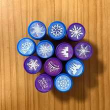 冰雪主題兒童小印章，雪花皇冠城堡圖案，女孩手工DIY裝飾，自動出墨蓋章玩具 - 彩色 - 查看 2