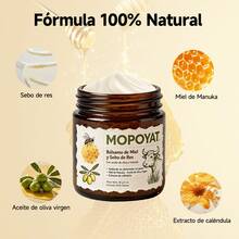60g gramos de crema de sebo de vacuno alimentado con pasto elaborada artesanalmente, con miel y sebo de vacuno | 100 % pura y natural, ideal para pieles extremadamente secas y agrietadas | Hidratante y humectante, apta para rostro, cuerpo, manos, labios y talones, unisex. - Blanco - Ver 4