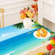 1 Stück hawaiianische Strand-Ananas-Hibiskus-Muster rechteckige elastische Tischdecke, maschinenwaschbare dehnbare Esszimmertischdecke, Sommer-Seaside-Patio-BBQ, tropischer Stil Restaurant, Ferienunterkunft, Poolparty vollständiger Tischschutz, Innen- und Außenbereich, Polyester-Material, rechteckige Form | Picknick-Tischdecke | Polyester-Stoff - Verschiedenfarbig - Übersicht 6