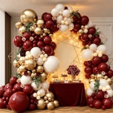 131 Buah Kit Lengkungan Balon Warna Burgundy, Maroon, Sand, Nude, Putih, dan Emas Metalik untuk Dekorasi Latar Belakang Pesta Wisuda, Bridal Shower, dan Ulang Tahun - Beraneka warna - View 5