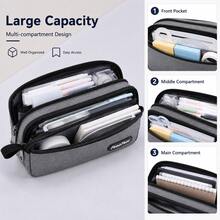 2/1pc Set Stationery Bag + Mesh Pencil Case, Large Capacity Middle School Pencil Box, Multi-Compartment School Supplies Organizer, Portable Pencil Pouch, Back To School Essential For Students, Suitable For Office And Classroom - Multicolor - View 3
