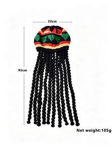1pc Holiday Party Funny Knit Beanie Hat, Unisex African Jamaican Dreadlock Wig Hat For Cosplay Winter Warm - Multicolor - View 5