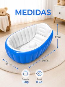 Bañera Inflable Para Bebés Portátil Tina Plegable Con Bomba, Tina de bebé inflable - Azul - Ver 2