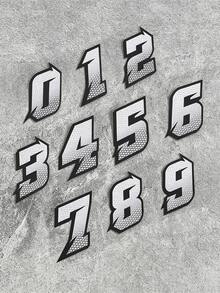 Honeycomb Racing Number 0-9 Waterproof Vinyl Sticker Set – Gray/Black Motorcycle Decorative Stickers - A - View 1