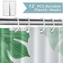 1pc Gradient Monstera Leaf Minimalist Green Plant Shower Curtain Decorative Shower Curtain, Bathroom Accessories Home Decor Gift - Includes 12 Hooks - Multicolor - View 4