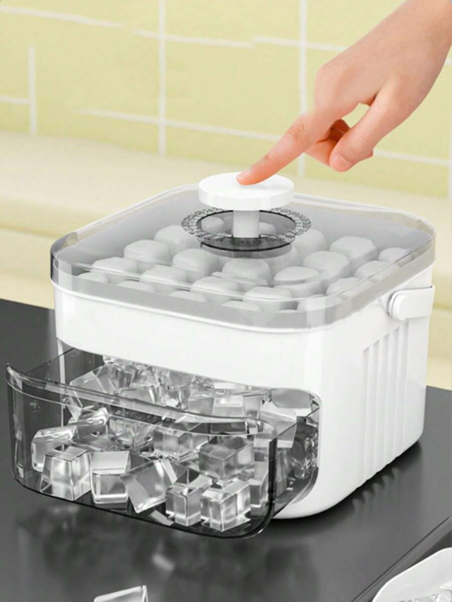 1pc Easy Release Quick Freeze One-Touch Ice Cube Mold, Home Ice Cube Storage Box, Double Layer Ice Press Mold, Ice Maker Box, Easy Release Plastic Grinding Tool, Ice Bucket - Multicolor - View 1