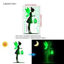 1pc Blue Lantern Fairy Silhouette Glow-In-The-Dark Decorative Sticker, Dreamy Light Point Wall Decal, Self-Adhesive Removable Creative Sticker, Suitable For Home Decor, Glass Decoration, Switch Decoration, Etc. - Blue Lantern Elf - View 13