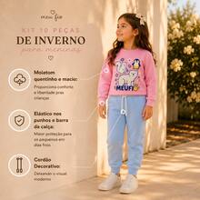 Kit de moletom 10 peças conjunto completo com calça e agasalho estampado criança infantil para meninas de 06 até 10 ANOS - Multicolorido - Visão 3