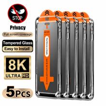 CASECOPS 5Pcs Privacy Tempered Glass Screen Protector With Automatic Mounting Tools And Automatic Alignment Tools, Compatible With IPhone17/16/15/14/13/12/11/XS Max/XR Series, 9H+ Hardness Tempered Glass, Full Coverage, Anti-Fingerprint, Anti-Scratch, Supports Quick Unlocking With Face ID, Suitable For Phone Cases And Accessories - 5Pcs - View 16