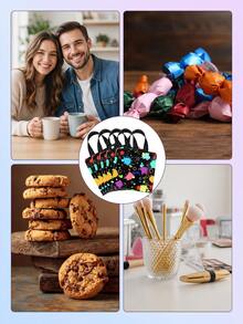 10PCS Colorful Gift Bags With Handles, Suitable For Art Theme Birthday Party Favors, Gift Bags, Candy Bags, Shopping And Event Supplies - Multicolor - View 3