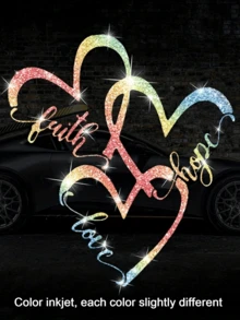 1pc Glossy Reflective Heart Sticker, Suitable For Car, Truck, Motorcycle, Vehicle Body, Laptop Decoration - Multicolor - View 13