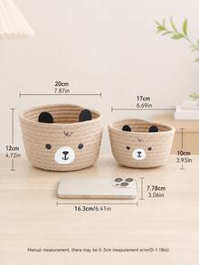 1pc/2pcs Multi-Functional Desktop Storage Basket, Suitable For Desktop Cosmetics And Miscellaneous Items, With Cute Cartoon Pattern, Home Decor, School Gift, Living Room And Bedroom Storage Organization - Multicolor - View 3