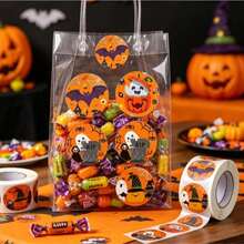 Halloween Roll Seal Stickers, Holiday Party Gift Packaging Stickers, Ghost Pumpkin Round Halloween - Multicolor - View 6