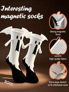 Women's Halloween Ghost & Bat Socks, Funny Novelty Mid-Calf Socks With Wings, Party Prank Mid-Calf Socks - Multicolor - View 5