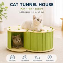 1pc Assembly Required Double Layer Felt Cat Bed, Suitable For Hiding And Playing, Round Cat Sweet Tunnel Bed, Foldable And Detachable Pet House, Suitable For Multi-Cat Households, All-Season Use - Multicolor - View 1