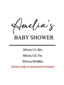 Calcomanía de espejo personalizada para bautizo de bebé, pegatina de vinilo personalizada con nombre y texto "Baby Shower", fuente elegante, adecuada para espejos y letreros de acrílico, decoración de fiesta neutral - Multicolor - Ver 3