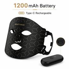 SUNPINT 7-Color LED Silicone Beauty Face Mask, 95 High-Brightness Red Light Beads, 630nm 650nm Red Light Wavelength, Helps Maintain Skin Health, Suitable For Daily Care, Keeps Skin Clean And Moisturized - Black - View 6