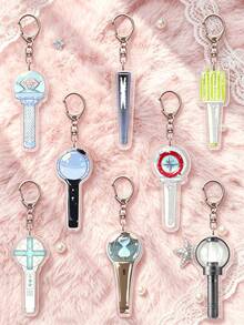 1個/8個裝 壓克力 K-Pop 應援棒鑰匙圈 B/T/S SEVEN-TEEN/StrayK-Ids/TWICE/A-TEEZ/TXT 收藏禮品 便攜迷你應援棒鑰匙圈 迷你應援棒吊飾 - 彩色 - 查看 2