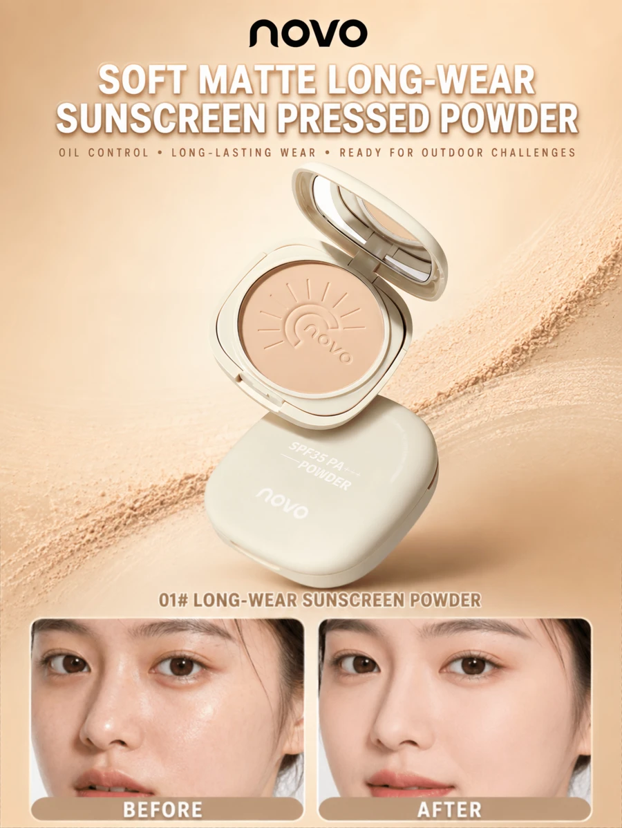NOVO 2-In-1 Sun Protection & Makeup Setting Powder, Ultra-Fine Silky Texture, Oil Control & Pore Blurring, Suitable For On-The-Go Touch-Ups - 01#Sunscreen Powder - View 1
