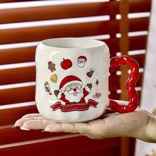 1/3pcs Merry Christmas Porcelain Coffee Mug Set, Cartoon Santa Xmas Tree Print Cup With Decorative Lid, Festive Drinkware Holiday Gift For Home Office - Multicolor - View 12
