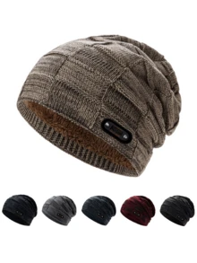 1pc Unisex Autumn/Winter Thermal Lined Knitted Beanie Hat With Ear Flaps, Windproof Warm Versatile Knitted Cap For Daily Outdoor Wear - Multicolor - View 8