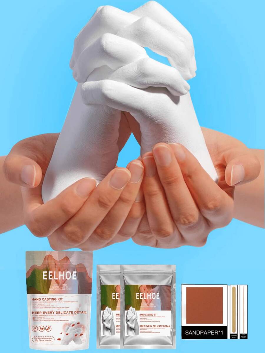 EELHOE Couple Hand Mold Cloning Powder, DIY 3D Hand And Foot Model Making Material, Valentine's Day Gift, Suitable For All Ages. Teenagers, Adults, Couples And Friends Can Create Priceless Memories Together, Making It An Excellent Gift Choice. - Multicolor - View 1