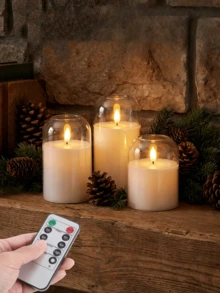 1pc/2pcs/3pcs Flameless LED Candles With Remote Control And Timer, Upgraded Water Drop Shaped Wick, Battery Operated Electronic Candles (Batteries Not Included), Suitable For Home Decor, Fireplace Mantel, Dining Table Centerpiece, Wedding, Garden, Christmas, Halloween Decoration, Party Decoration - Transparent - View 1