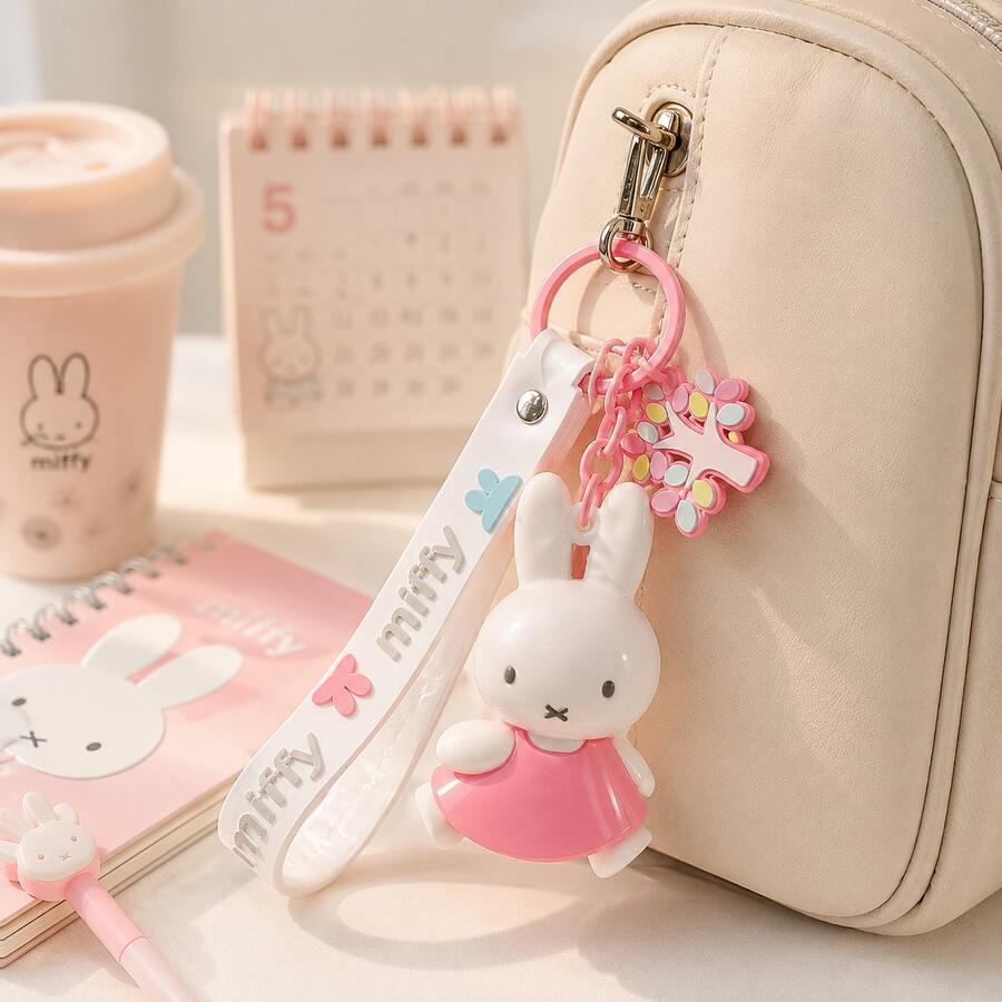 官方授權 Miffy 柔軟橡膠鑰匙圈,極簡可愛風格,Miffy 兔子角色設計,柔軟橡膠吊飾,精湛工藝,手提包、背包與鑰匙配件,適合日常使用、旅行、生日、聖誕節 - 洋紅色 - 查看 1