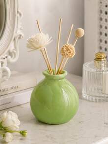 1 buah Botol Diffuser Mini Bulat Mengkilap, Vas Bentuk Bohlam Warna Solid, 3 Pilihan Putih/Merah Muda/Hijau, Untuk Stik Diffuser & Bunga Kering Kecil, Dekorasi Estetik Rak Kamar Tidur Kamar Mandi Hadiah Pindah Rumah - Botol diffuser aroma dalam stoples keramik kecil - View 3