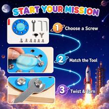 Children's Wooden Rocket Busy Board Toy With Screws, Nuts, Bolts And Tools Set, Hand-Eye Coordination Training, Thinking And Motor Skills Development, Parent-Child Interactive Game, Birthday Gift - Multicolor - View 6