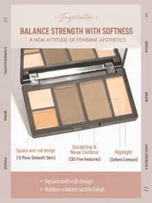 NOVO Palet Makeup Wajah Multifungsi 4 Warna: Concealer, Contour & Highlighter, Menutupi Noda & Kemerahan, Menciptakan Kontur Wajah 3D, Tahan Keringat, Palet Makeup Portabel untuk Perjalanan - 01# Aprikot Manis Merah Muda - View 5