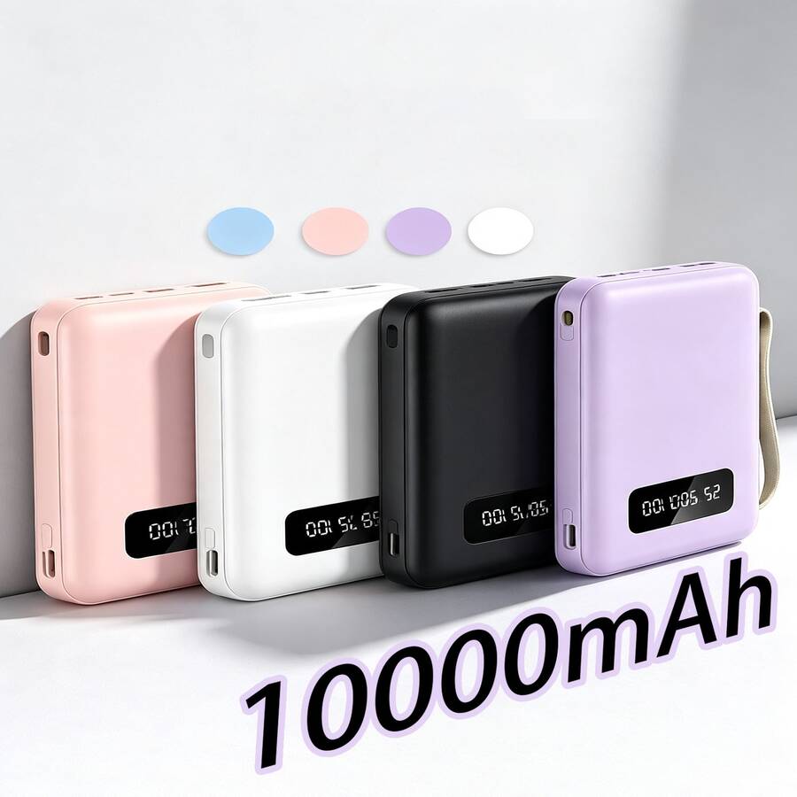 بنك طاقة محمول 10000mAh، بنك طاقة شحن بطيء 8*9 سم، قد يكون الشحن الأولي منخفضًا ويختفي بسرعة، عرض البطارية سيكون طبيعيًا بعد استخدامين، متوافق مع أجهزة متعددة (2x مخرج USB، كابلات Type-C و Micro و USB مدمجة)، ضوء LED، حبل معلق، مناسب كهدية تخرج، هدية حفلة العزوبية، هدية وصيفة العروس