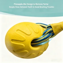 1PC/2PCS Dog Pool Floating Toys, With Rope Pull Ball And Rope Large Bone Toy, 50cm Rope Length, Suitable For All Sizes Of Dogs, EVA Durable Rubber Water Pet Interactive Toys, Summer Beach Outdoor Throwing Training Fetch Play - Yellow - View 9