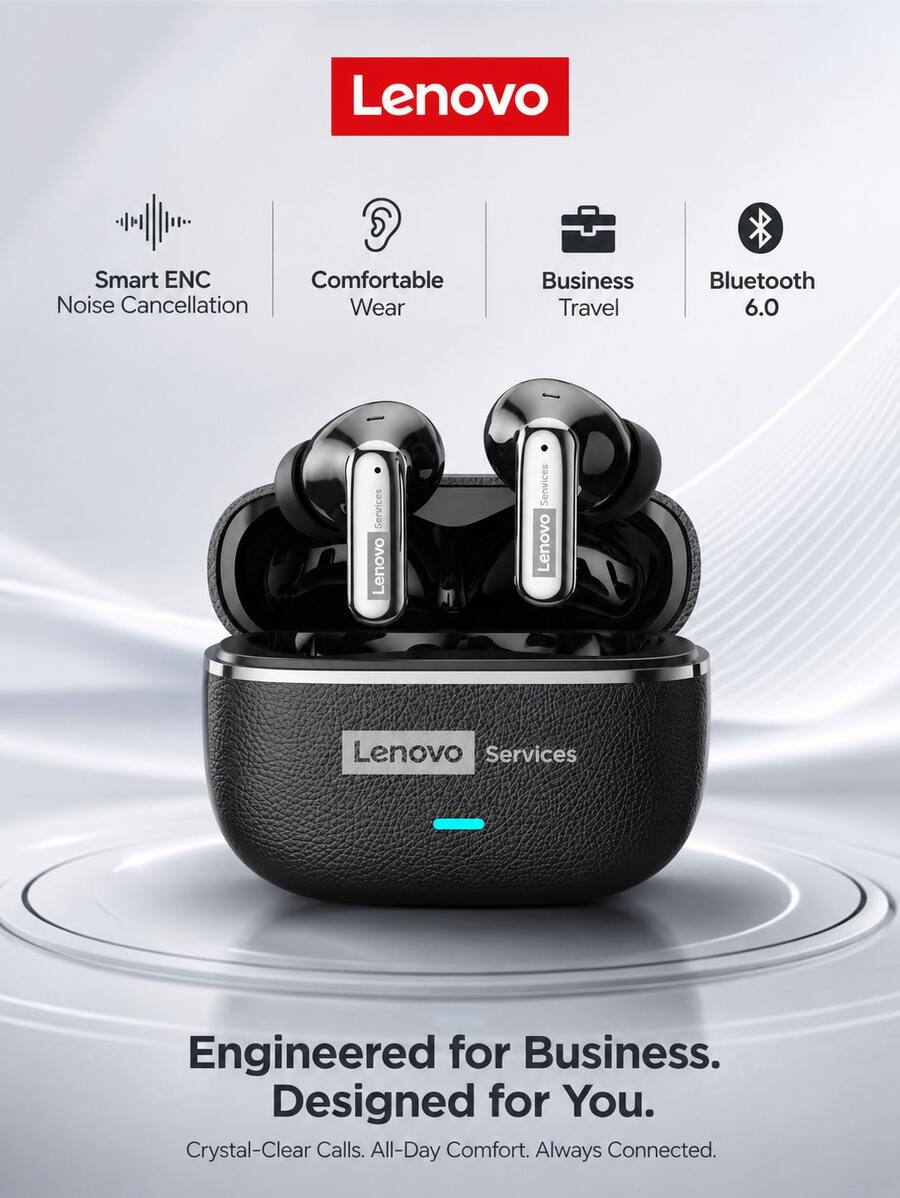 Lenovo LE208 极简蓝牙 6.0 耳机，低延迟，HIFI 音质，ENC 智能降噪，超长续航，适用于运动、商务、学习等多种场合，兼容智能手机和电脑，是馈赠佳品。