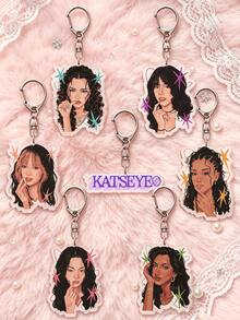 1pc Cartoon Style Acrylic Resin Keychain, K-POP Style, K-POP Girl Group Manon Sophia Daniela Lara Megan Yoonchae, Bag Pendant And Fan Gift, Suitable For Boyfriend, Girlfriend, Family, Teacher, Party Gift, EYEKONS Theme Phone Decoration - Multicolor - View 2