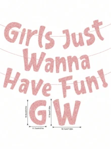 A "Just Wanna Have Fun" Neon Pink Glitter Banner, Bridal Party Hanging Banner Bachelorette Party Backdrop Decor Bridal Shower Favors, Birthday Party Supplies Sleepover Party Decorations Paper Hanging Decorations Festival Party Supplies Photo Props - Multicolor - View 8