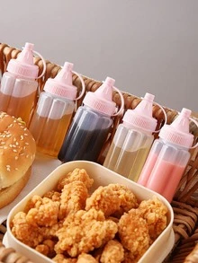Set Dispenser Saus Bento Mini 8 Buah, Botol Peras & Stoples Bumbu, Wadah Saus Salad, Botol Peras Saus Tomat Transparan Kecil, Cocok Untuk Sekolah Dan BBQ Luar Ruangan - Berwarna merah muda - View 7