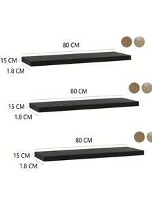 Minimalist Floating Wall-Mounted Shelf, 40/50/60/70/80cm Multi-Size Wooden Display Rack, Invisible Bracket, Wall-Mounted Display Storage Shelf, Modern Hanging Storage Rack, Suitable For Books, Photos, Decor, Bedroom, Living Room, Bathroom, Home Decor - Black - View 12