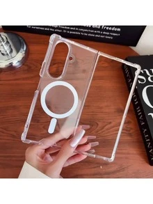 Compatible With Samsung Galaxy Z Fold8 Ultra Fold 8 Wide Fold7 Fold6 Fold5 Fold4 Phone Case Minimalist Fashion Transparent Crystal Shockproof Protective Cover Anti-Drop Protection With Magnetic - Clear - View 16