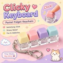 Cute Keyboard Fidget Keychain,4-In-1 Stress Relief ClickerToy With ,Keyboard Button Finger Clicker For Anxiety Relief - Multicolor - View 1