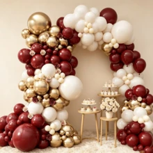 131 Buah Kit Lengkungan Balon Warna Burgundy, Maroon, Sand, Nude, Putih, dan Emas Metalik untuk Dekorasi Latar Belakang Pesta Wisuda, Bridal Shower, dan Ulang Tahun - Beraneka warna - View 4