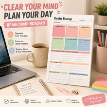 1pc Brain Dump Notebook, Suitable For ADHD, Colorful Task Planning And Goal Tracking, Mind Clearing Diary, Applicable For Learning, Work, Daily Planning And Idea Organization, Gift For Students And Office Workers School Supplies - A - View 1