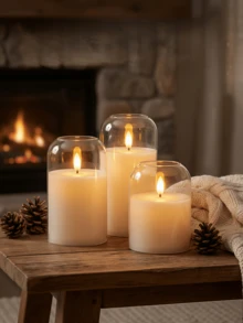 1pc/2pcs/3pcs Flameless LED Candles With Remote Control And Timer, Upgraded Water Drop Shaped Wick, Battery Operated Electronic Candles (Batteries Not Included), Suitable For Home Decor, Fireplace Mantel, Dining Table Centerpiece, Wedding, Garden, Christmas, Halloween Decoration, Party Decoration - Transparent - View 2